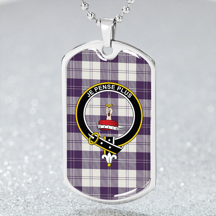 Erskine Dress Purple Clan Badge Classic Tartan Dog Tag Necklace
