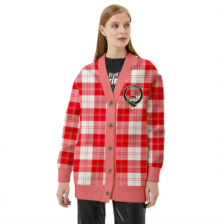 Erskine Weathered Clan Badge Tartan V-neck Cardigan