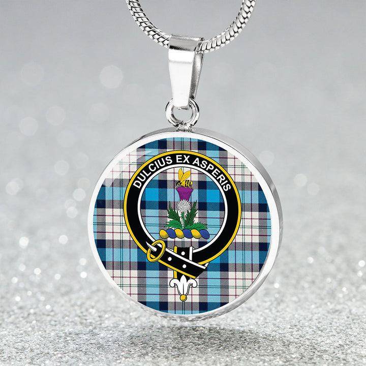 Ferguson Dress Blue (Dance) Clan Badge Tartan Classic Circle Necklace