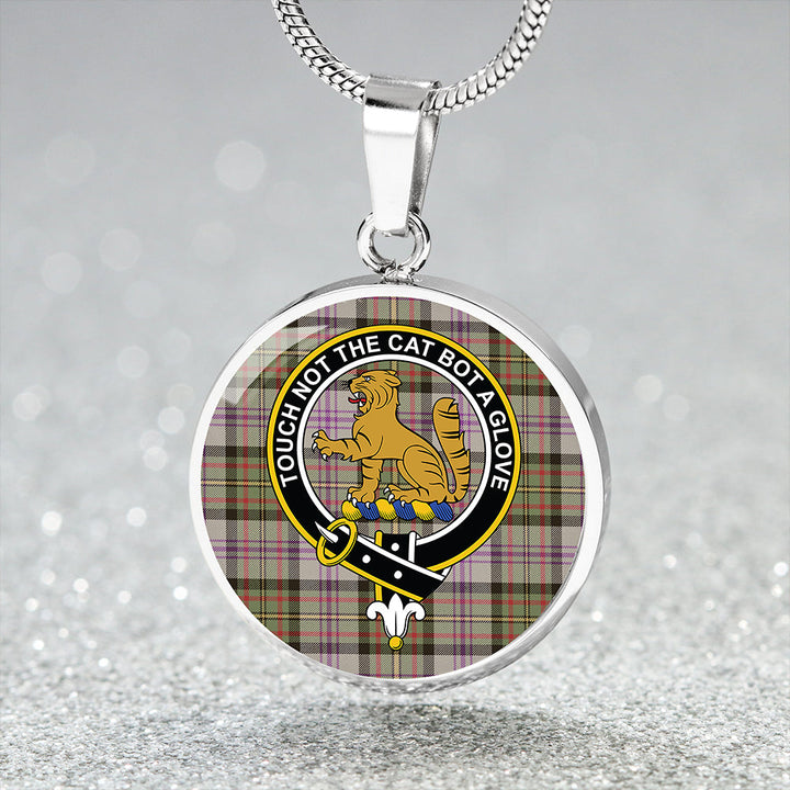 Firth of Tay (Gillies Dress) Weathered Clan Badge Tartan Classic Circle Necklace