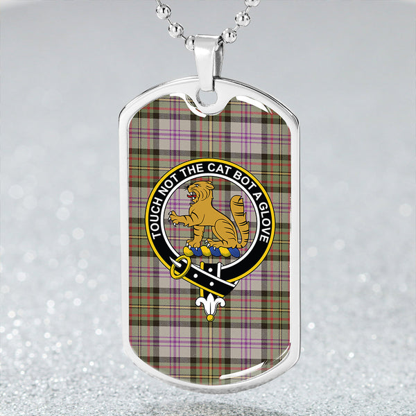 Firth of Tay (Gillies Dress) Weathered Clan Badge Classic Tartan Dog Tag Necklace