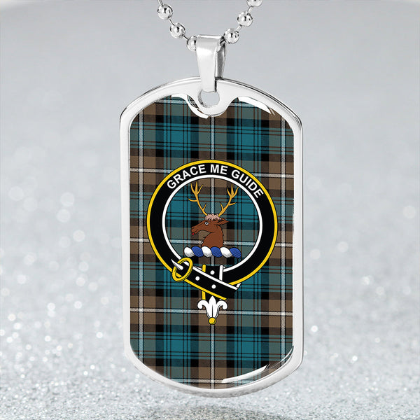 Forbes Brown Ancient Clan Badge Classic Tartan Dog Tag Necklace