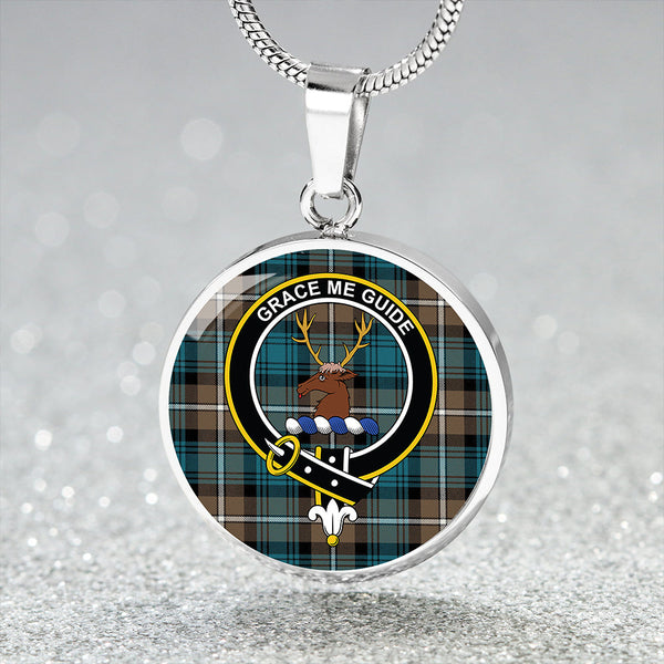 Forbes Brown Ancient Clan Badge Tartan Classic Circle Necklace