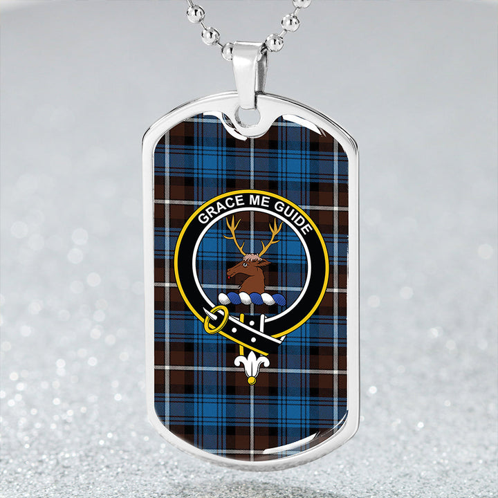 Forbes Brown Modern Clan Badge Classic Tartan Dog Tag Necklace