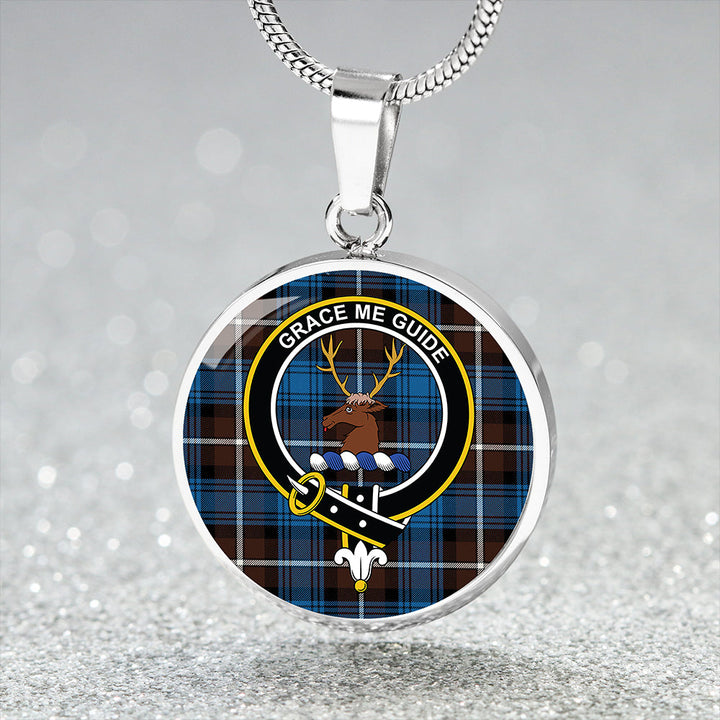Forbes Brown Modern Clan Badge Tartan Classic Circle Necklace