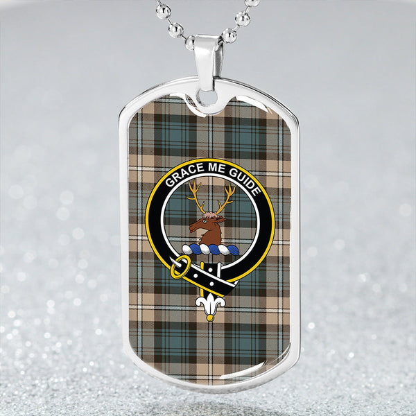 Forbes Brown Weathered Clan Badge Classic Tartan Dog Tag Necklace