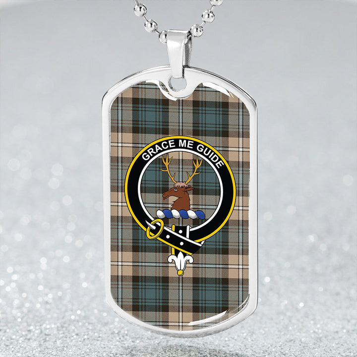 Forbes Brown Weathered Clan Badge Classic Tartan Dog Tag Necklace