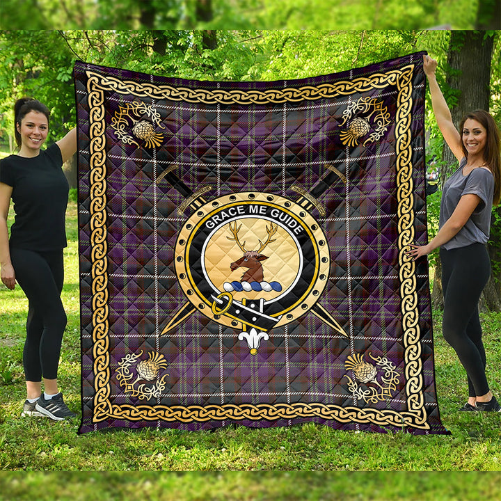 Forbes of Druinnor Weathered Clan Badge Tartan Premium Quilt Celtic Shield