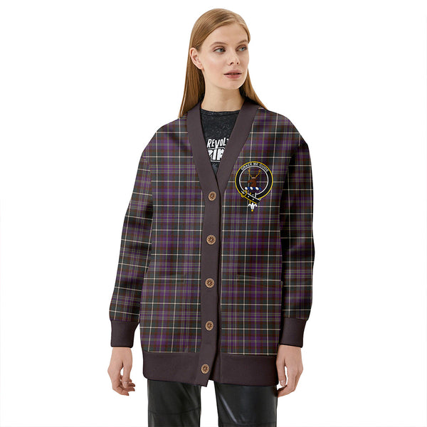 Forbes of Druinnor Weathered Clan Badge Tartan V-neck Cardigan