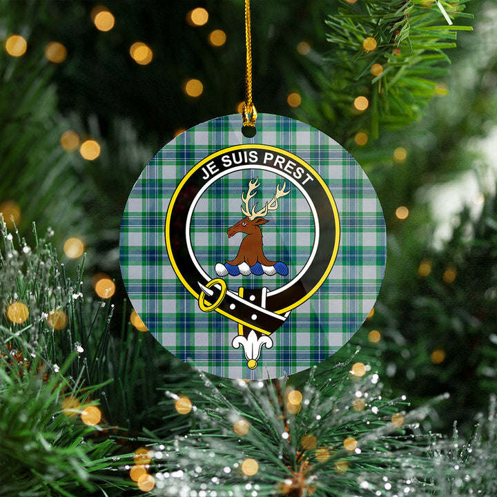Fraser Arisaid Green Clan Badge Tartan Plastic Christmas Ornaments