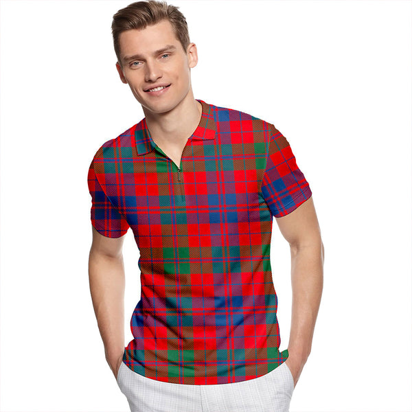 Fraser (Wilson 1820) Modern Tartan Classic Lapel Zip Short Sleeve Polo