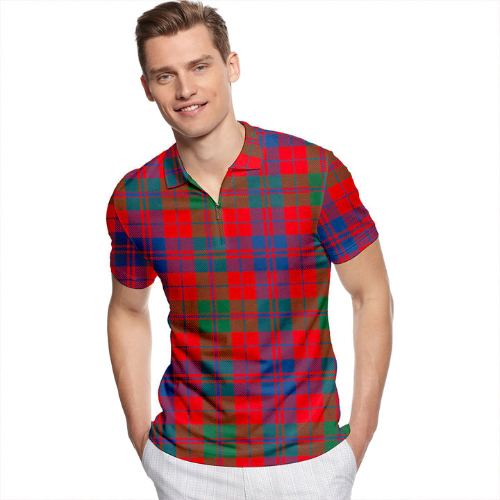 Fraser (Wilson 1820) Modern Tartan Classic Lapel Zip Short Sleeve Polo