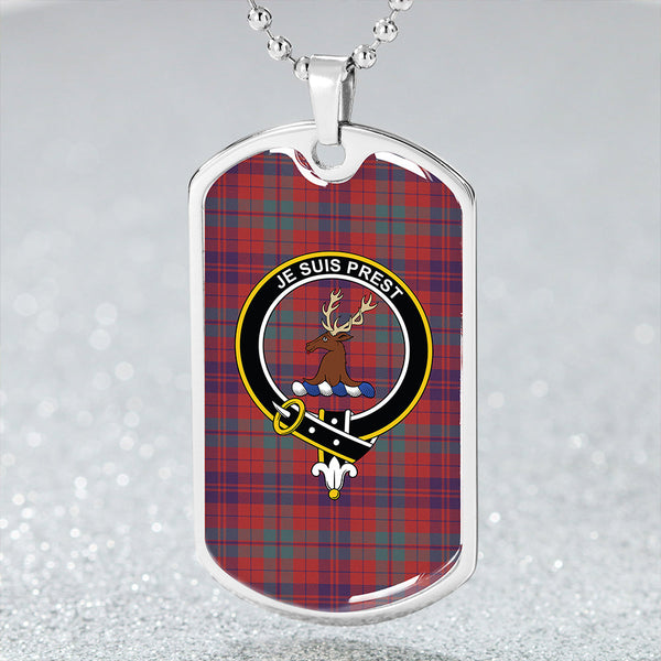 Fraser (Wilson 1820) Weathered Clan Badge Classic Tartan Dog Tag Necklace