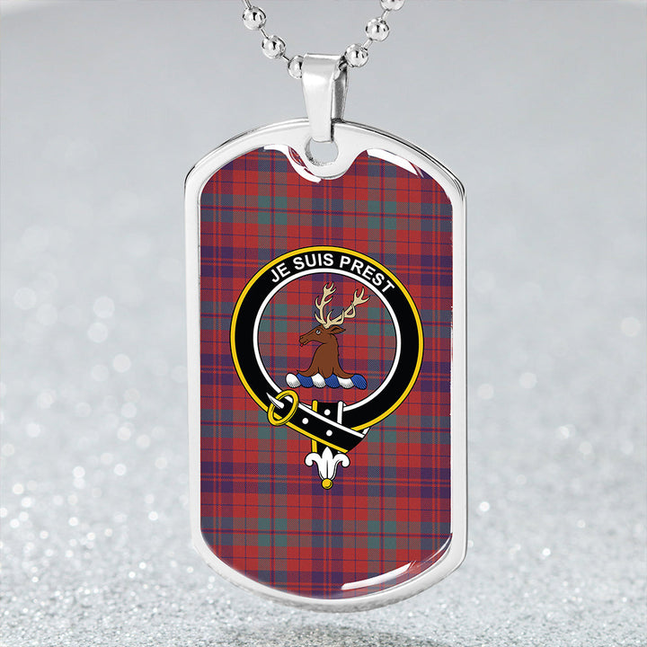 Fraser (Wilson 1820) Weathered Clan Badge Classic Tartan Dog Tag Necklace