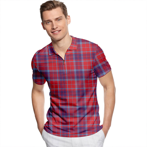 Fraser of Reelig Weathered Tartan Classic Lapel Zip Short Sleeve Polo