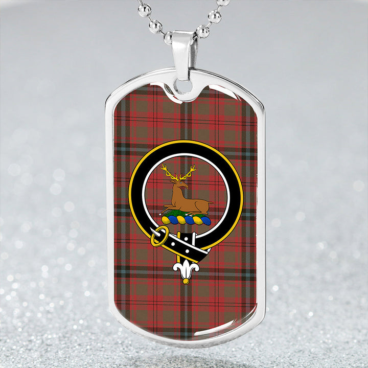 Fulton 1999 Weathered Clan Badge Classic Tartan Dog Tag Necklace