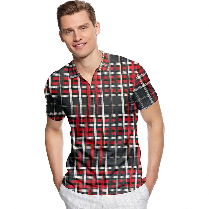 Gayre Bodyguard Weathered Tartan Classic Lapel Zip Short Sleeve Polo