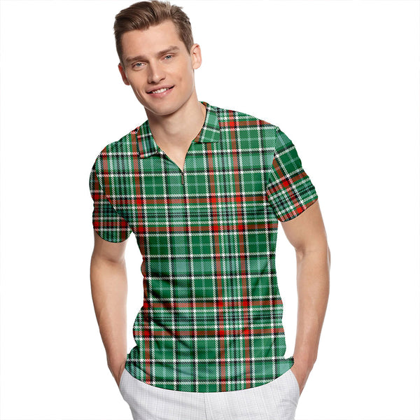 Gayre Dress Ancient Tartan Classic Lapel Zip Short Sleeve Polo
