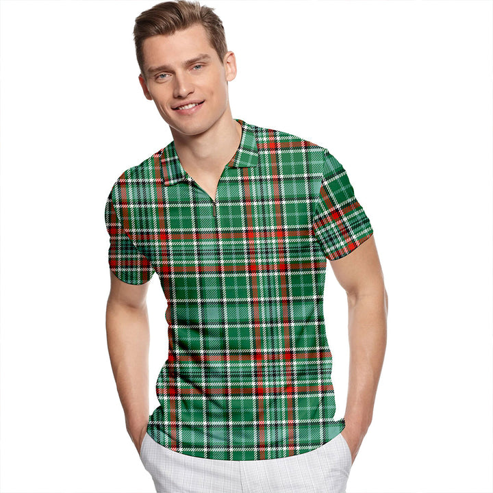 Gayre Dress Ancient Tartan Classic Lapel Zip Short Sleeve Polo