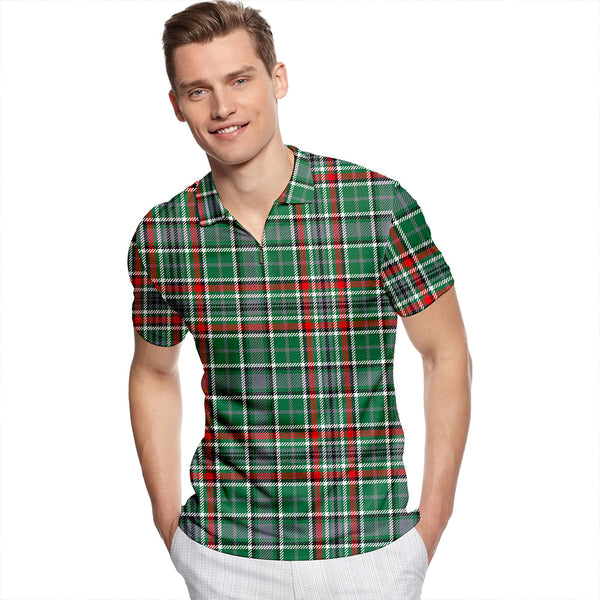 Gayre Dress Modern Tartan Classic Lapel Zip Short Sleeve Polo