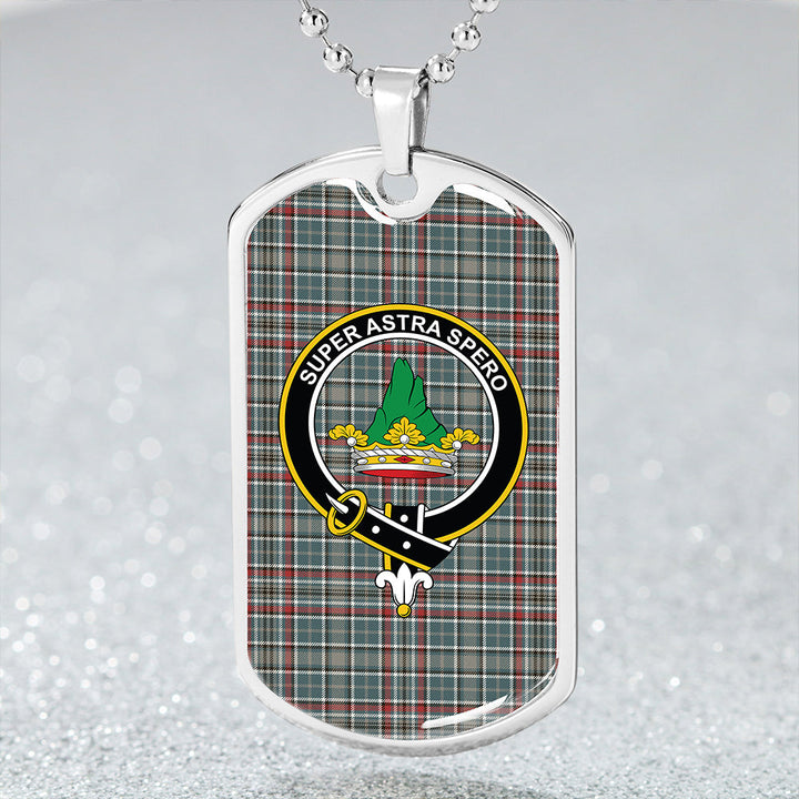 Gayre Dress Weathered Clan Badge Classic Tartan Dog Tag Necklace
