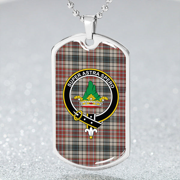 Gayre Dress #2 Weathered Clan Badge Classic Tartan Dog Tag Necklace