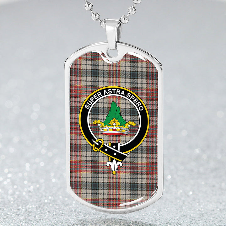 Gayre Dress #2 Weathered Clan Badge Classic Tartan Dog Tag Necklace