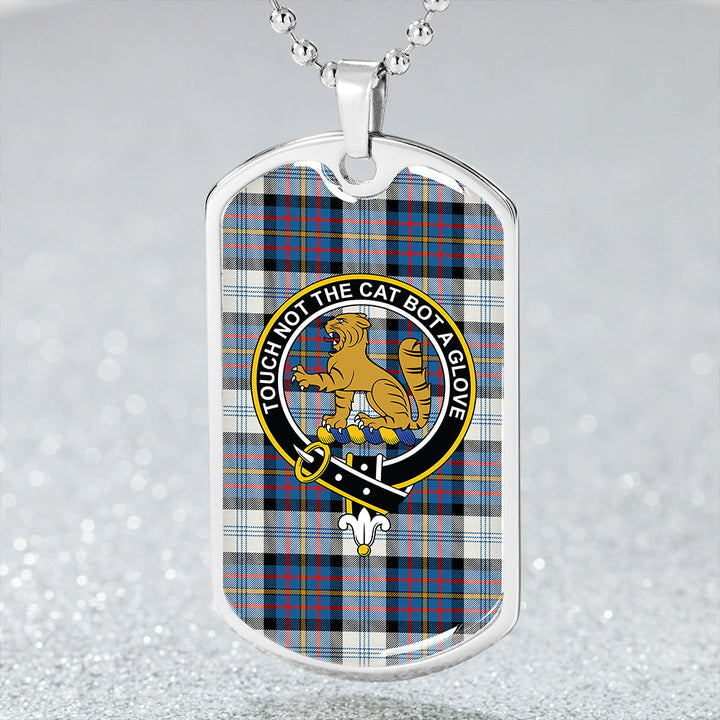 Gillies Blue Dress Dance Clan Badge Classic Tartan Dog Tag Necklace