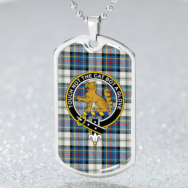Gillies Blue Dress Dance #1 Clan Badge Classic Tartan Dog Tag Necklace