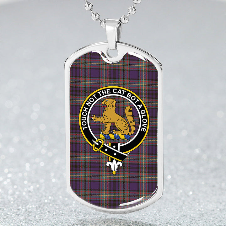Gillies Weathered Clan Badge Classic Tartan Dog Tag Necklace