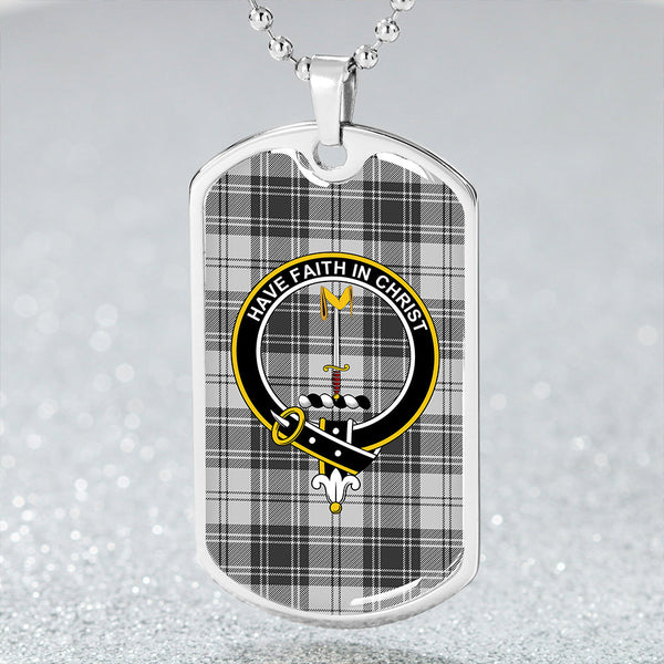 Glendinning Clan Badge Classic Tartan Dog Tag Necklace
