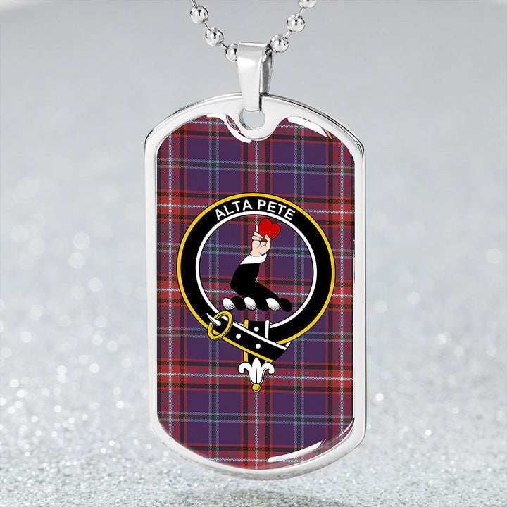 Glenn Weathered Clan Badge Classic Tartan Dog Tag Necklace