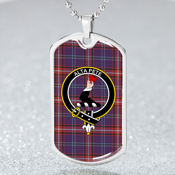 Glenn (Glen) Weathered Clan Badge Classic Tartan Dog Tag Necklace