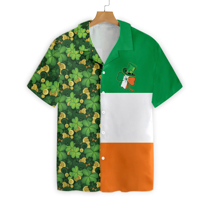 Gold Coins Shamrock Saint Patrick's Day Irish Ireland Flag Hawaiian Shirt