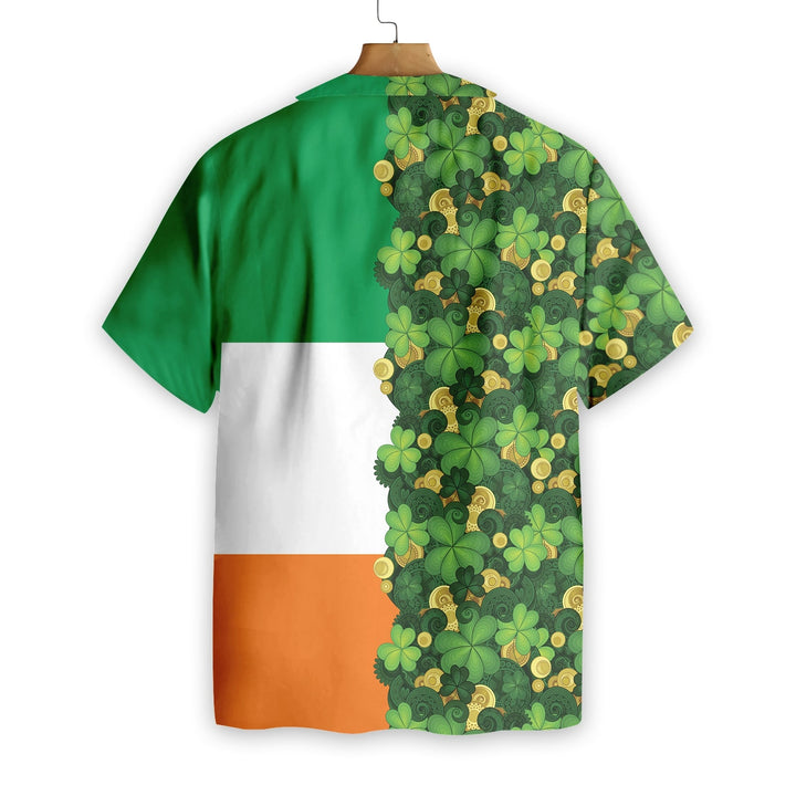 Gold Coins Shamrock Saint Patrick's Day Irish Ireland Flag Hawaiian Shirt