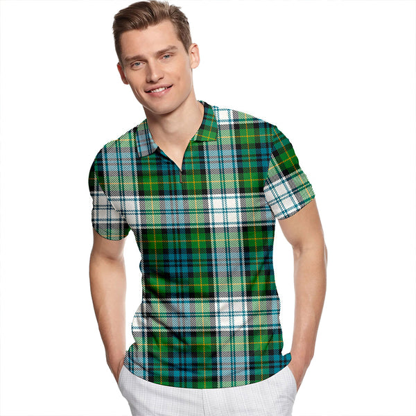 Gordon Dress Ancient Tartan Classic Lapel Zip Short Sleeve Polo
