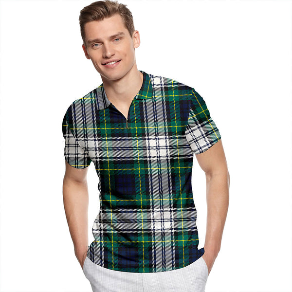 Gordon Dress Modern Tartan Classic Lapel Zip Short Sleeve Polo