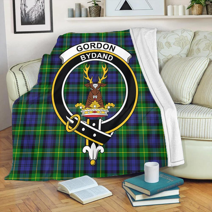 Gordon Modern Tartan Crest Premium Blanket