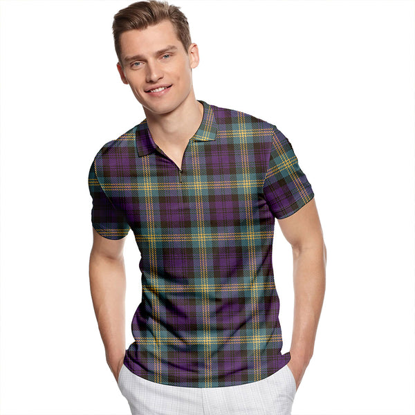 Gordon Old (Gordon 1842) Weathered Tartan Classic Lapel Zip Short Sleeve Polo