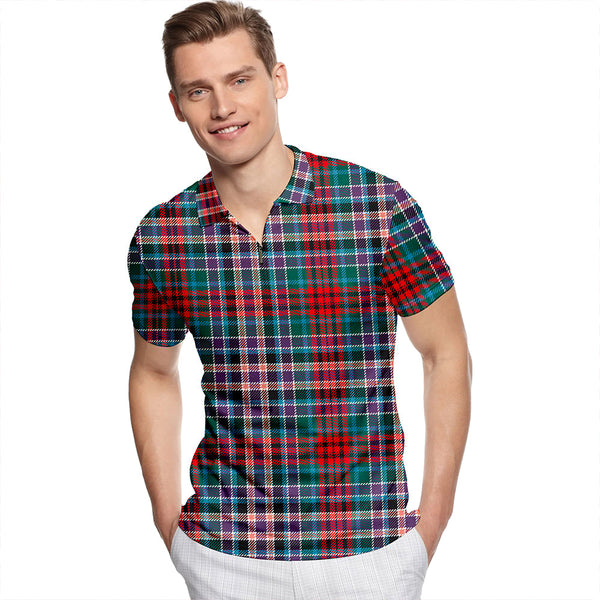Gordon Red (1819) (Gordon Old Huntly) Modern Tartan Classic Lapel Zip Short Sleeve Polo