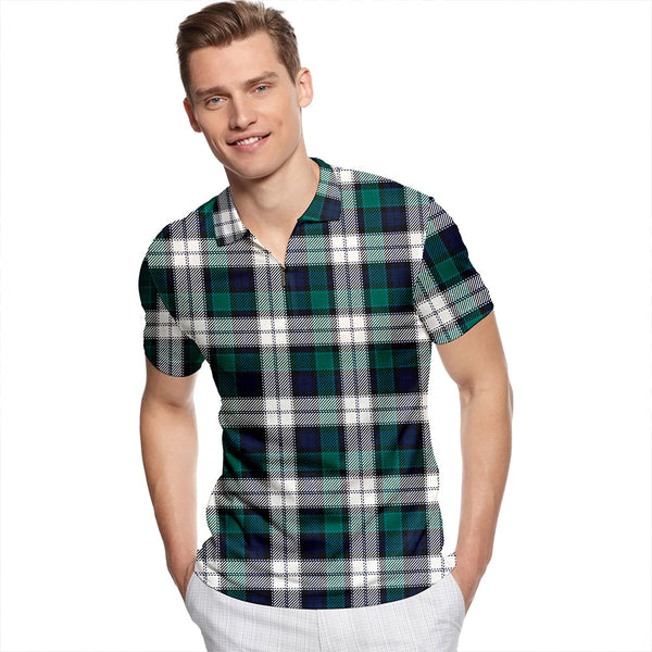 Graham Dress Modern Tartan Classic Lapel Zip Short Sleeve Polo