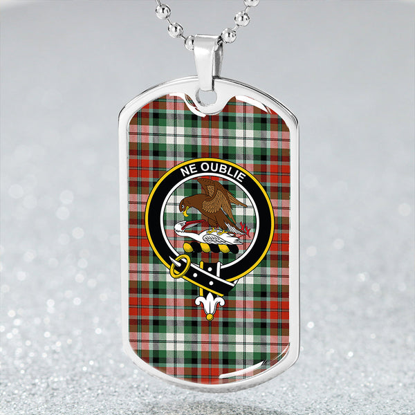 Graham Red Dress Ancient Clan Badge Classic Tartan Dog Tag Necklace