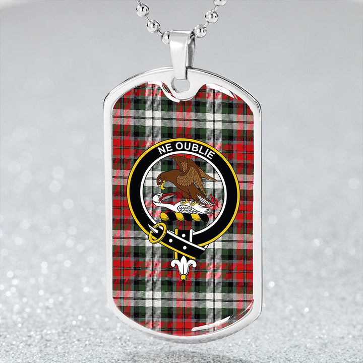 Graham Red Dress Modern Clan Badge Classic Tartan Dog Tag Necklace