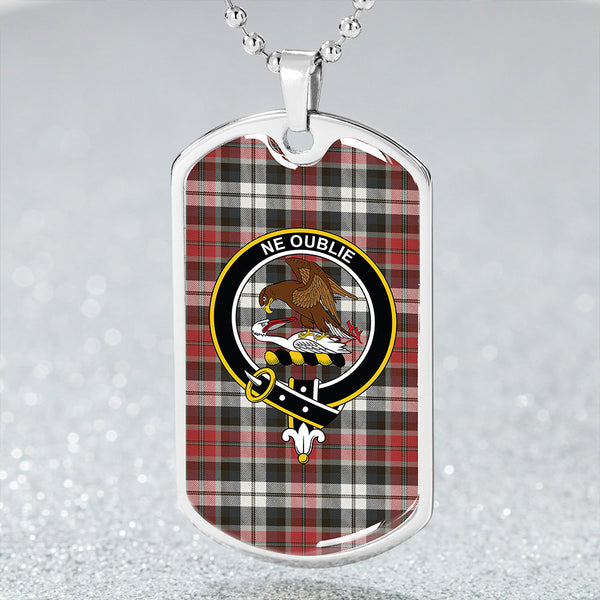 Graham Red Dress Weathered Clan Badge Classic Tartan Dog Tag Necklace