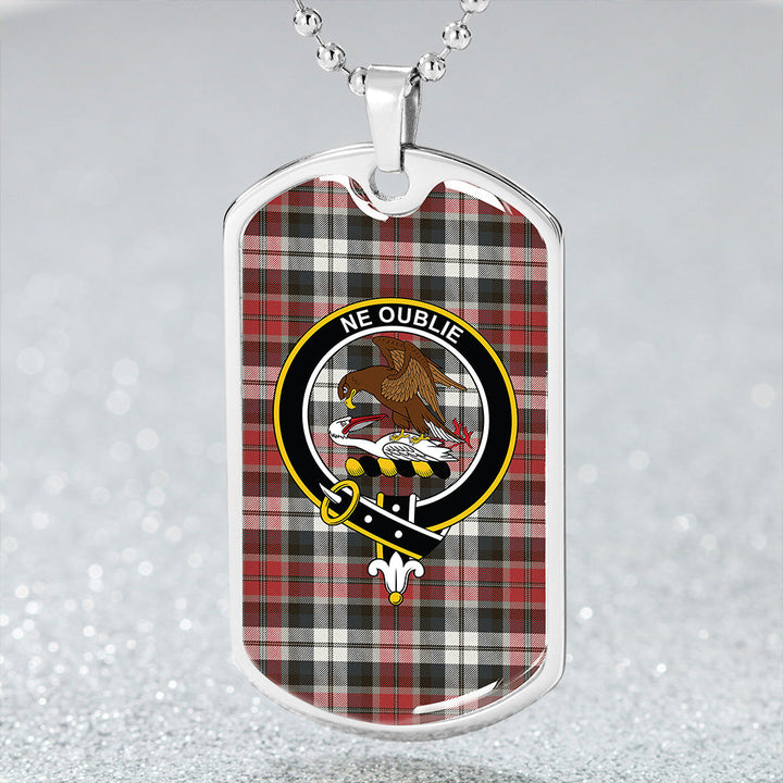 Graham Red Dress Weathered Clan Badge Classic Tartan Dog Tag Necklace