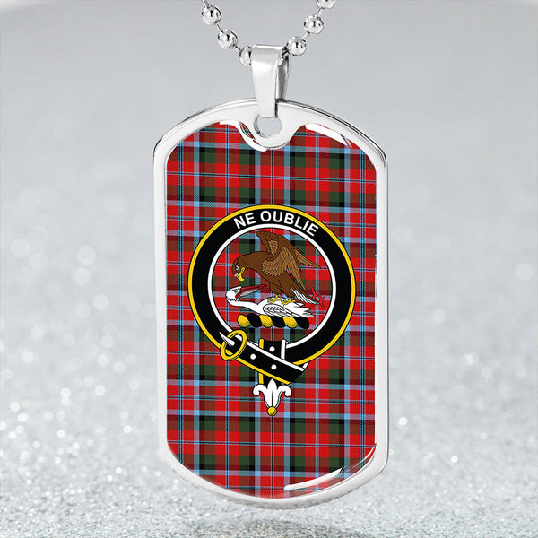 Graham Red Modern Clan Badge Classic Tartan Dog Tag Necklace