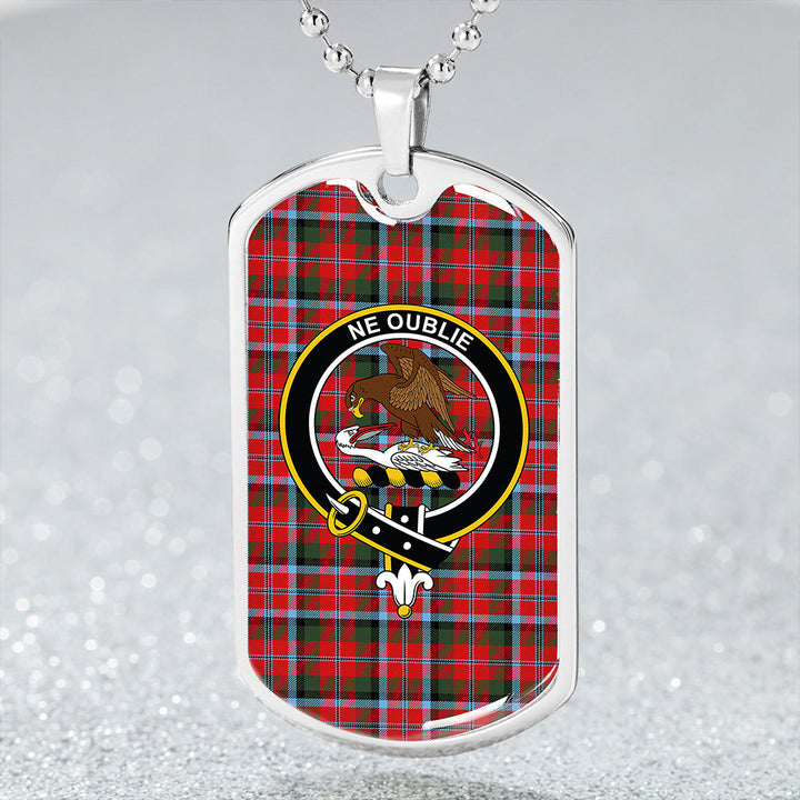 Graham Red Modern Clan Badge Classic Tartan Dog Tag Necklace