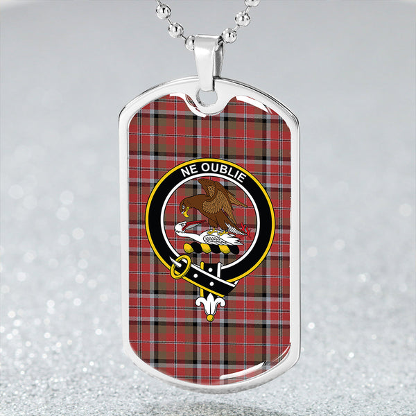 Graham Red Weathered Clan Badge Classic Tartan Dog Tag Necklace