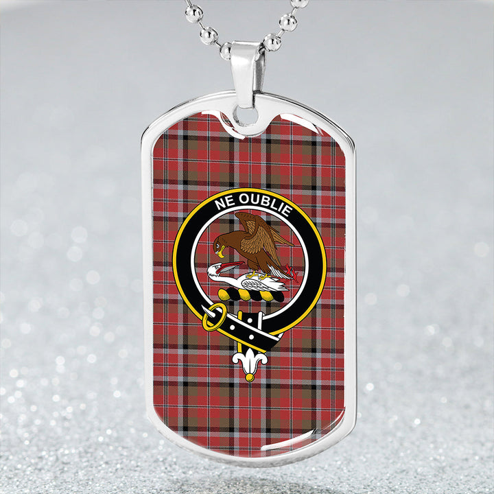 Graham Red Weathered Clan Badge Classic Tartan Dog Tag Necklace
