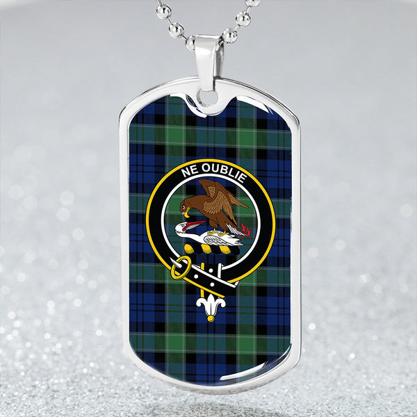 Graham of Menteith Plaid Modern Clan Badge Classic Tartan Dog Tag Necklace